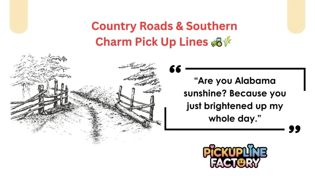 Country Roads & Southern Charm Pick Up Lines 🚜🌾