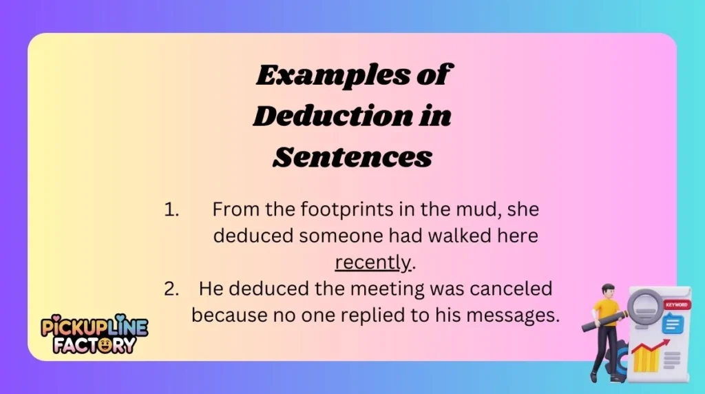 Examples of Deduction in Sentences