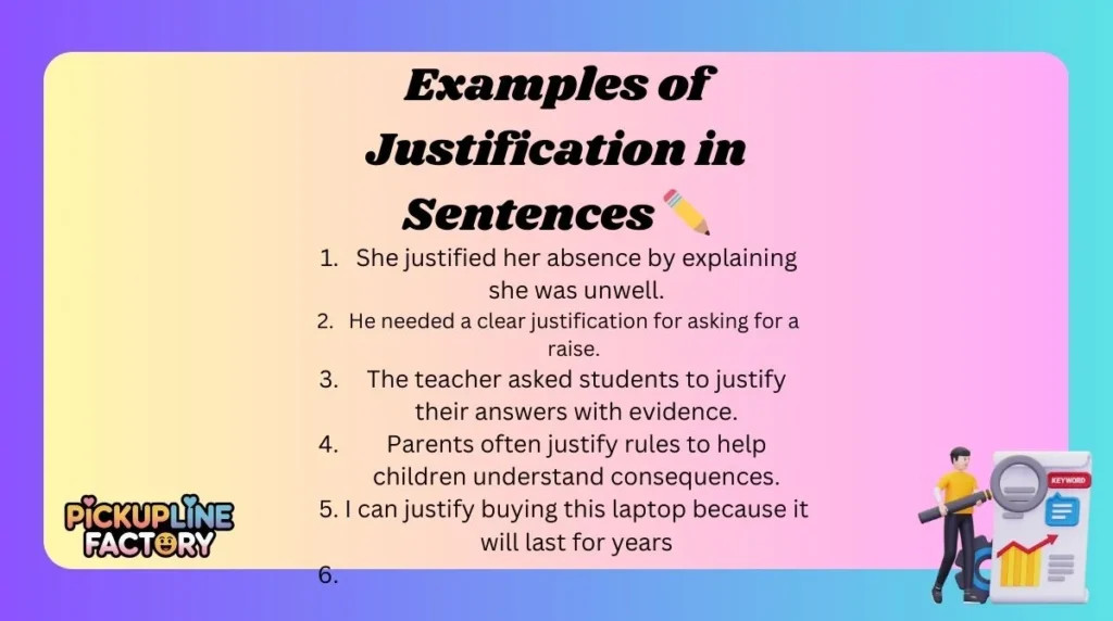 Examples of Justification in Sentences âď¸
