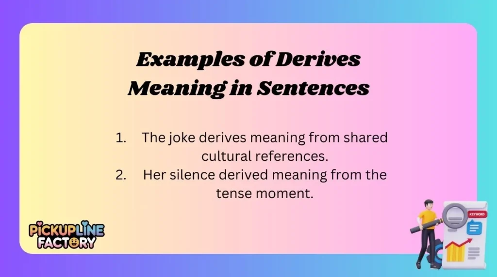Examples of Derives Meaning in Sentences