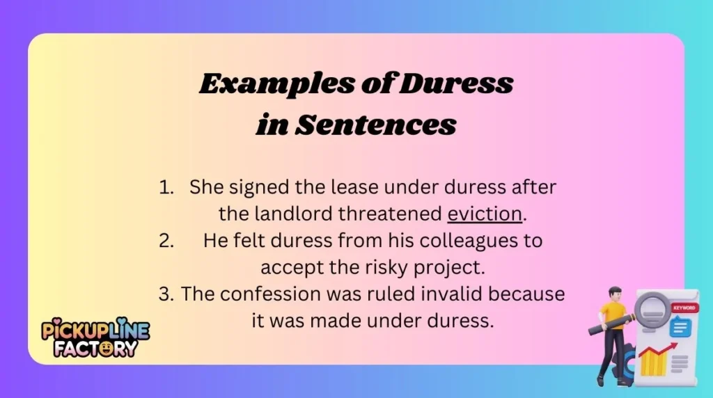 Examples of Duress in Sentences